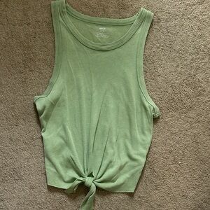 Aerie Sage Green Tie-Front Tank Top
